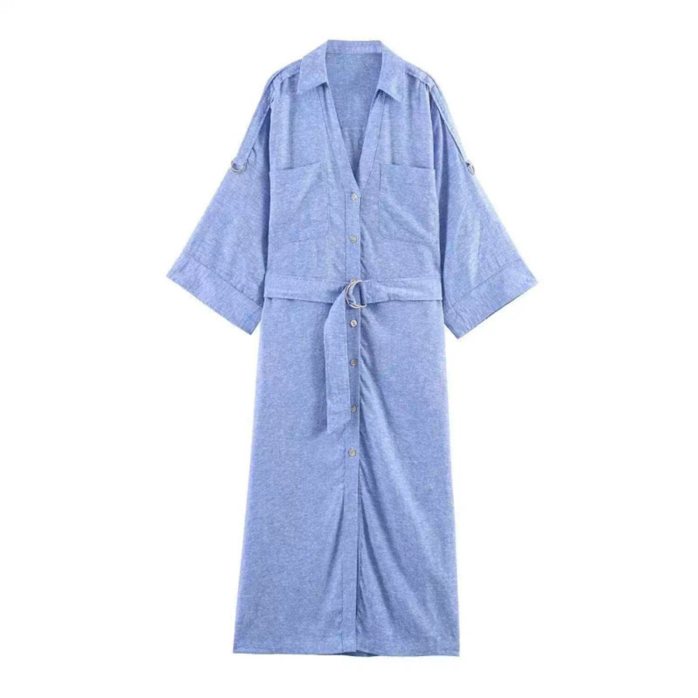 ZARA Summer Simple Belted Midi Dress